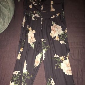 Gray floral jump suit/ dress. Size L